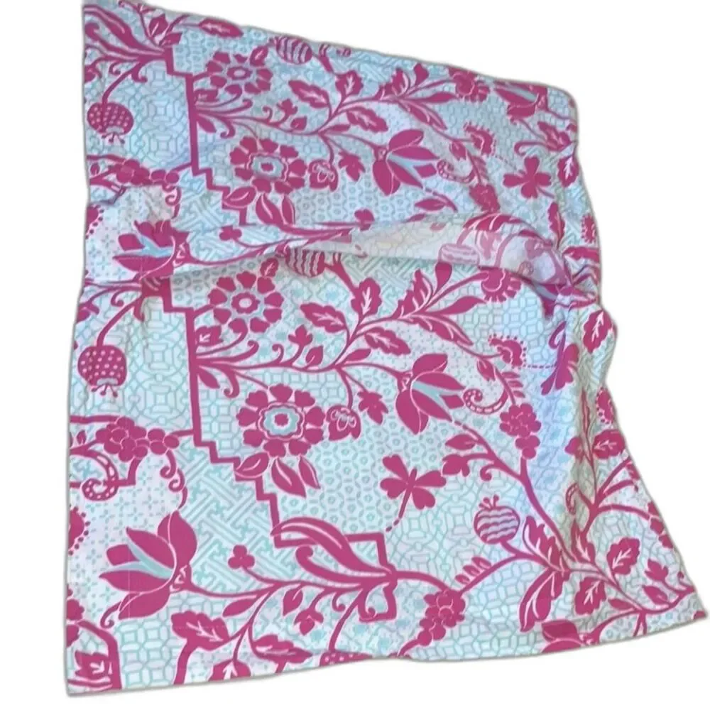POTTERY BARN KIDS Royal Life Floral Pillow Sham Pink Blue White Organic Cotton
